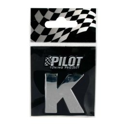 Autocolant 3D crom auto litera K, 28 mm, cu adeziv special