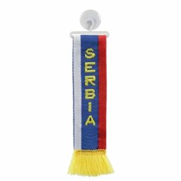 Fanion auto Serbia cu ventuza pentru parbriz, montaj interior