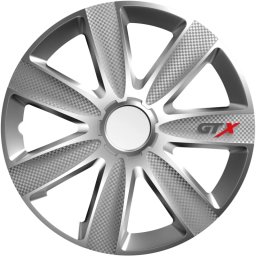 Set 4 capace roti auto Cridem GTX Carbon argintiu 14 inch, ABS rezistent
