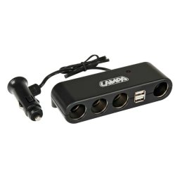 Priza cvadrupla auto 12/24V cu 2 porturi USB Lampa Multi-Socket