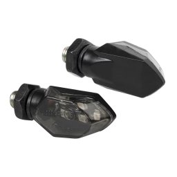 Semnalizari moto Micro LED 12V, 2 bucati, negre, cu lentila fumurie
