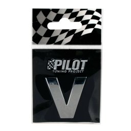 Autocolant 3D crom litera V 28 mm pentru personalizare auto