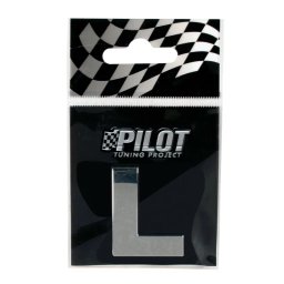 Autocolant 3D crom litera L, 28 mm, adeziv special pentru personalizare auto