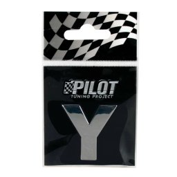 Autocolant 3D crom litera Y 28 mm cu adeziv pentru personalizare auto