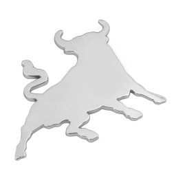 Autocolant 3D crom Bull pentru auto, cu adeziv 3M, 80x60 mm