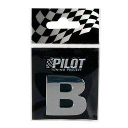 Autocolant 3D crom litera B, 28 mm, cu adeziv pentru personalizare auto