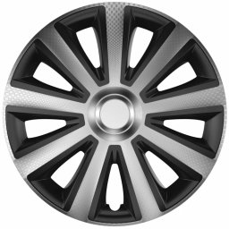 Set 4 capace roti 16 inch Cridem Aviator Carbon, argintiu-negru