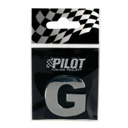 Autocolant 3D crom litera G 28 mm cu adeziv pentru personalizare auto