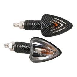 Set lampi semnalizare moto 12V 21W cu finisaj carbon, omologate E
