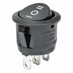 Intrerupator basculant rotund cu 3 pozitii, 12/24V, 20A, negru