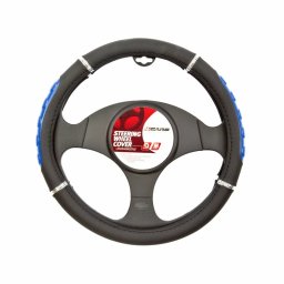 Manson volan sport universal 37-39 cm, negru/albastru, 4Cars