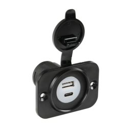Priza auto incorporabila cu USB A si USB C 12/24V 3000mA Lampa Ext-12