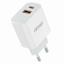 Incarcator retea Amio 20W cu USB-C si USB-A, Quick Charge, alb