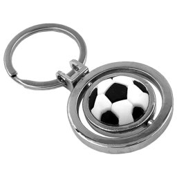 Breloc pentru chei cu minge de fotbal, model metalic negru-argintiu