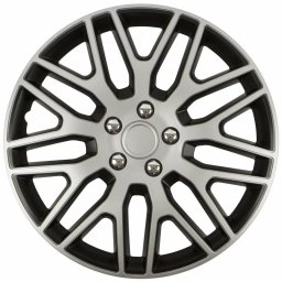 Set 4 capace roti Cridem Dakar 14 inch argintiu/negru pentru jante auto