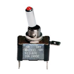 Intrerupator basculant cu LED rosu, 2 terminale, 12V, 20A