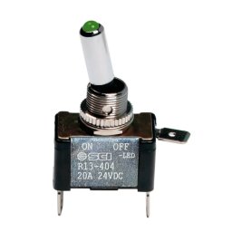 Intrerupator basculant cu LED verde, 2 terminale, 12V, 20A