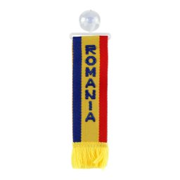Fanion auto mic cu ventuza pentru parbriz, steag Romania
