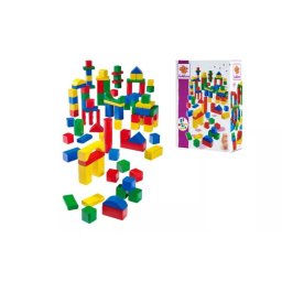 Eichhorn: Set de cuburi de construcție din lemn colorat - 50 de piese