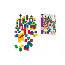 Eichhorn: Set de cuburi de construcție din lemn colorate - 100 de piese