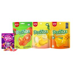 Cadou Dulce Copii – Jeleuri Amos Mango, Banane, Portocale + Jelly Beans 36 Arome