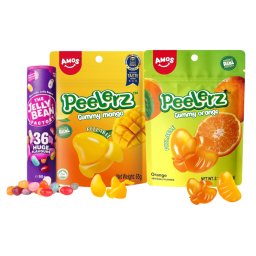 Set Dulciuri Copii – Jeleuri Mango și Portocale Amos + Jelly Beans 36 Arome