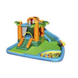 Saltea gonflabila Oasis 7 in 1, cu loc de joaca cu bile, tun cu apa, spatiu de catarat