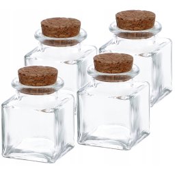 Borcan de sticlă de 55 ml pentru condimente cu dop de plută - 4 buc.