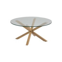 Masă de cafea LUCA, 82 cm, sticlă transparentă/stejar