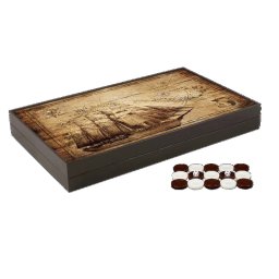 Joc de Table din Lemn Lacuit Antique Ship Map