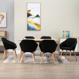 Scaune de bucătărie, 6 buc., negru, material textil
