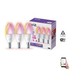 SET 3x LED RGBW C37 E14/4,9W/230V 2200-6500K CRI90 Wi-Fi WiZ dimabil