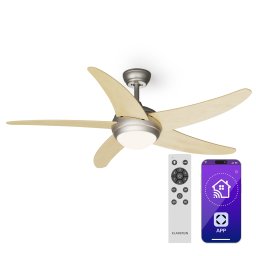 Klarstein Bolero 2 în 1 Smart, ventilator de tavan, Ø 132 cm, lumină 55 W, telecomandă, control prin aplicație, funcționare în două direcții (VTS14-Blr-CF-Ahrn)