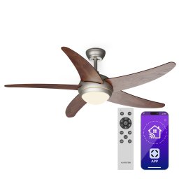 Klarstein Bolero 2 în 1, ventilator de tavan, Ø 132 cm, lumină 55 W, telecomandă, control prin aplicație, funcționare în două direcții (VTS14-Blr-CF-Wlnt)
