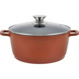 Cratita din Aluminiu, Ceramica, 24 cm, 4.5 l, cu Capac din Sticla, Grunberg