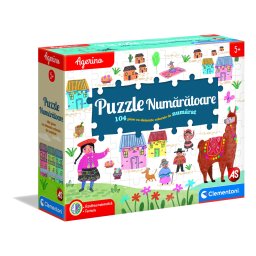 Puzzle numaratoare educativ Agerino, 104 piese, cu marker, 5+ ani