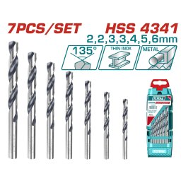 Set 7 burghie pentru metal TOTAL HSS 4341, 2-6 mm