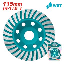 Cupa diamantata pentru slefuire umeda TOTAL, 115 mm, ax 22.2 mm