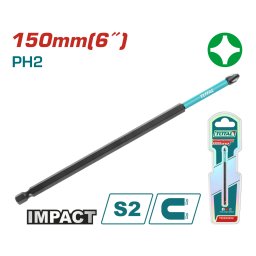 Bit lung pentru surubelnita cu impact PH2, 150 mm, magnetic, TOTAL