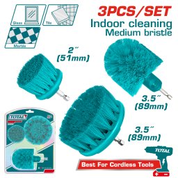 Set 3 perii de curatare TOTAL 1/4 HEX, duritate medie, pentru bormasina