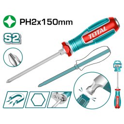 Surubelnita impact TOTAL PH2x150 mm din otel S2, varf magnetic