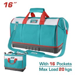 Geanta pentru scule TOTAL 16 inch, baza rigida si 16 buzunare
