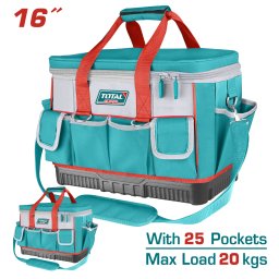 Geanta pentru scule TOTAL 16 inch cu 25 buzunare si baza rigida