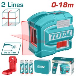 Nivela cu laser rosu TOTAL 18 m cu autonivelare si suport magnetic