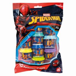 Set 10 borcanase cu plastilina Spiderman multicolor pentru copii 3+