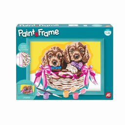 Set pictura pe numere cu rama - Catelusi adorabili, 7+ ani