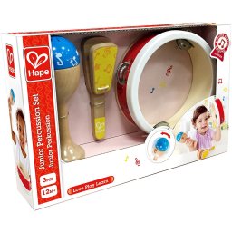 Set de percutie junior Hape din lemn, 3 instrumente muzicale, 1 an+