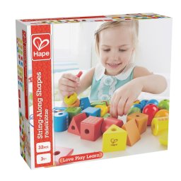 Jucarie de însirat din lemn Hape Curcubeu, 32 piese, 3 ani+