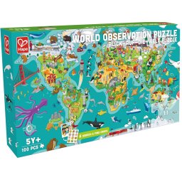 Puzzle educativ Hape Turul Lumii, 100 piese, copii 5+