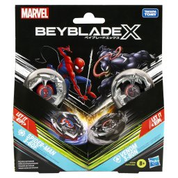 Set Beyblade X Marvel cu Spider-Man si Venom, 2 titirezi si 2 lansatoare